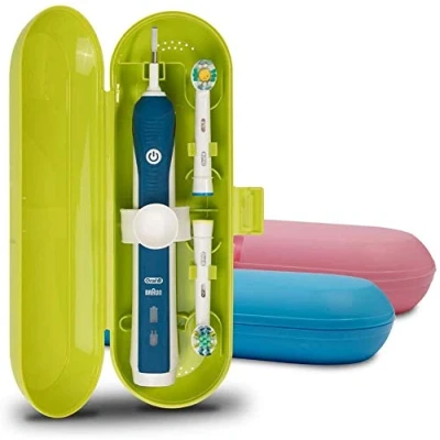 Image of meilinkeji Plastic Electric Toothbrush Travel Case for Oral B Pro Series, 3 Packs (Blue&amp;Pink&amp;Green)