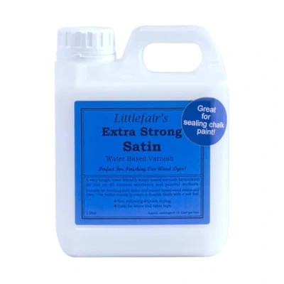 Image of Littlefair&#039;s Varnish for Wood 1ltr X Strong &amp; Fast Drying Water Based Interior Polyurethane Finish Lacquer Clear Coat Coating Protector Satin