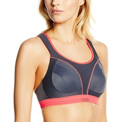 Image of Shock Absorber B5044 Women&#039;s Run Sports Bra ,Grey/Coral ,30B