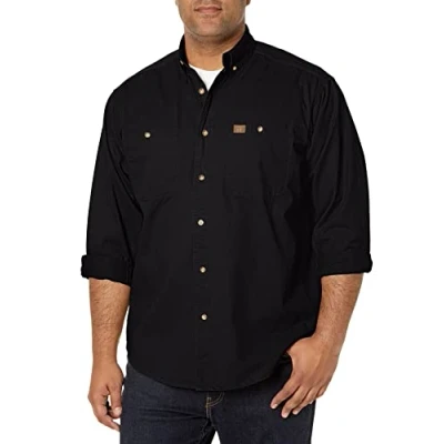 Image of Wrangler Men&#039;s Logger Twill Long Sleeve Workshirt SHIRT, Black, XL