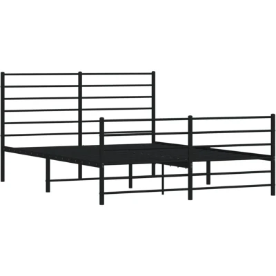 Image of vidaXL Black Metal Bed Frame Modern Steel Framed Double with Breathable Slatted Base Complete Headboard and Footboard Suitable for 160x200 cm Mattress Extra Underneath Storage Space&#039;