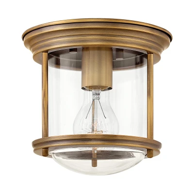Image of Hinkley Hadrian 1 Light Flush Mount Brushed Bronze with Glass IP44