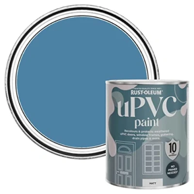 Image of Rust Oleum Blue uPVC Door and Window Paint in Matt Finish Cerulean 750ml