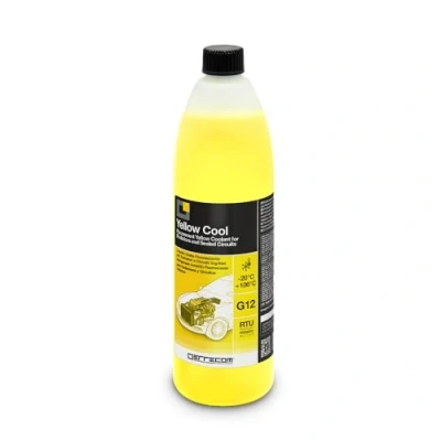 Image of ERRECOM Yellow Cool, Coolant and Antifreeze 20C/+106C, Fluorescent Formulation with organic based OAT inhibitor package, G12, Ready to Use, 1 Litre