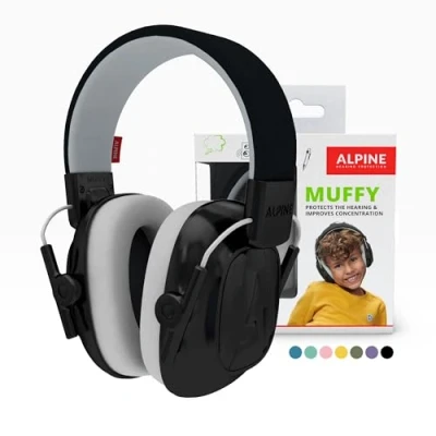 Image of Alpine Muffy Kids Ear Defenders Children aged up to 16 CE &amp; UKCA Certified 25 dB Noise Cancelling Headphone for Autism, Sensory Aid Premium Hearing Protection with Adjustable Headband Black
