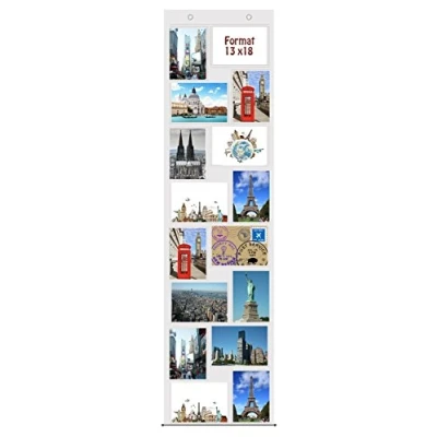 Image of Postcard/Photo Curtain Landscape and Portrait Format, Photo Wall, Pockets, Plastic, transparent, 16 Fotos Hochformat/Querformat 13x18