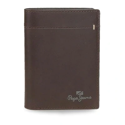 Image of Pepe Jeans Staple Vertical Wallet with Purse Brown 8.5 x 11.5 1 cm Leather, Brown, One Size, Coin