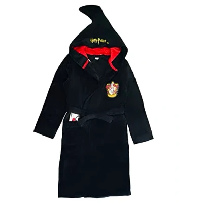 Image of Harry Potter Boys or Girls Hooded Bath Robe, Dressing Gown, Black Age 9 10 Years