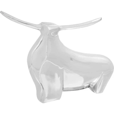 Image of vidaXL Bull Sculpture Silver 37x44x17 cm Aluminium