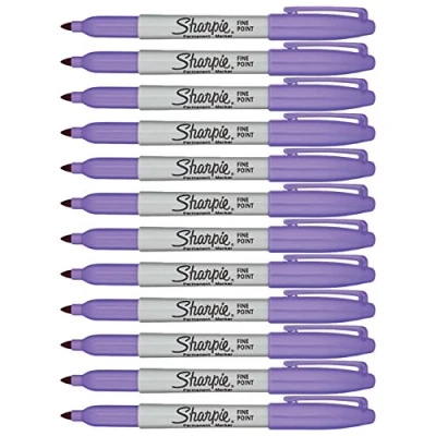Image of Sharpie Permanent Markers, Fine Point, Light Purple Ink, Pack of 12