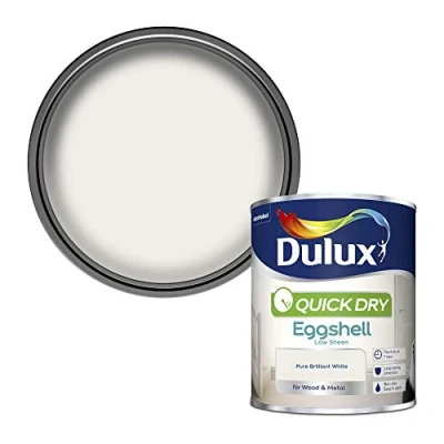 Image of Dulux Quick Dry Eggshell Paint For Wood And Metal Pure Brilliant White 750 ml