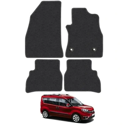 Image of Carpet Floor Mats for the Fiat Doblo (2010+) [Only suitable Combi] Custom Van Accessory Tailored fit, Granulated Anti Slip Layer &amp; Black Binding