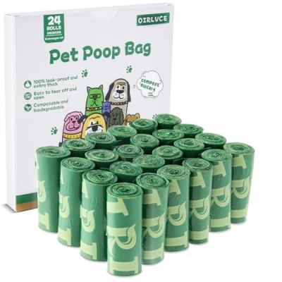 Image of OIRLVCE 240 Dog Poo Bags 24 Rolls Coreless Poop Bags, Biodegradable Extra Thick Strong Leak Proof Waste Green