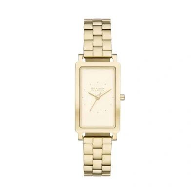 Image of Skagen Women&#039;s Hagen Three Hand Tank Gold Stainless Steel Bracelet Watch (Model: SKW3098)