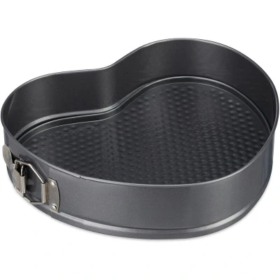 Image of Relaxdays XL Baking Pan Heart, Romantic Cakes &amp; Torts, Nonstick, Springform, B x W: 28.5x25 cm, Carbon Steel, Anthracite