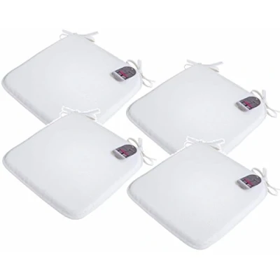Image of Set Of 4 Beautiful REMOVABLE Dining Garden Chair Cushion Seat Pads With Ties (Cream)