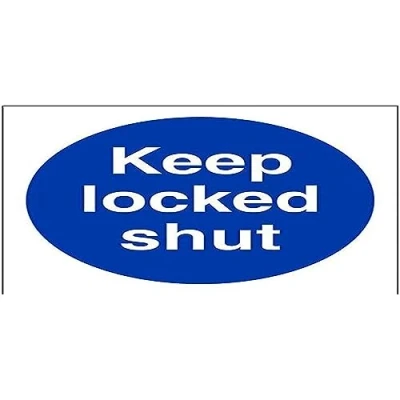 Image of V Safety Keep Locked Shut Fire Door Sign 100mm x 1mm Rigid Plastic
