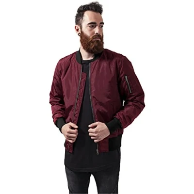 Image of Urban Classics 2TONE Bomber Jacket Jacket, Men&#039;s, Size: XXL, Burgundy/black