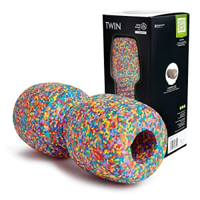 Image of BLACKROLL® Twin fascia roller (30 cm x 13 cm), massage with cut out for the spine, fitness spot self massage, medium hardness, made in Germany, rainbow