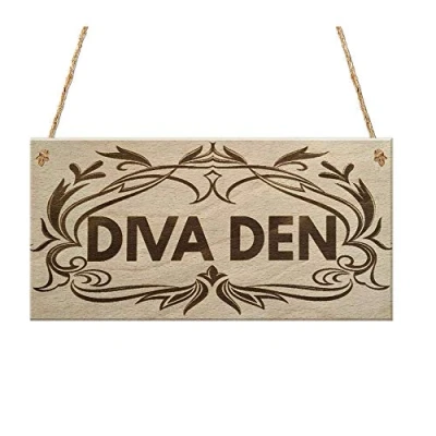 Image of RED OCEAN Diva Den Garden Woman Cave Shed Mum Sister Gift Idea Hanging Plaque Hobby Ladies Sign