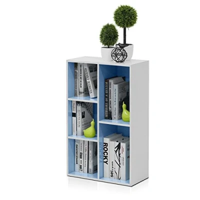 Image of Furinno Luder 5 Cube Reversible Open Shelf, White/Light Blue