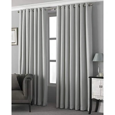 Image of Paoletti Pendleton Textured Jacquard Eyelet Curtains in Silver Size 168cm (w) x 137cm (l)