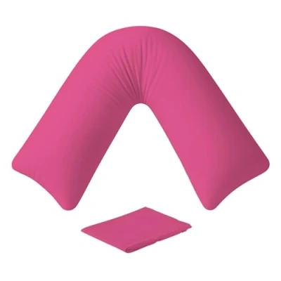 Image of EGYPTO Orthopaedic V Pillow with pillowcase Soft &amp; Breathable Anti Allergy Shaped Pillows for Neck Back Support Nursing, Pregnancy Post Surgery Triangle (Fuchsia)