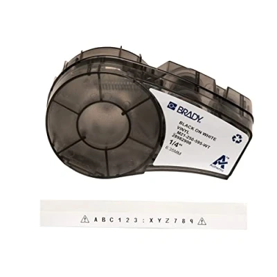 Image of Brady Vinyl Label Tape for Printer M211 &amp; M210 Self Adhesive Labels Black on White (6.35mm x 6.40m) M21 250 595 WT