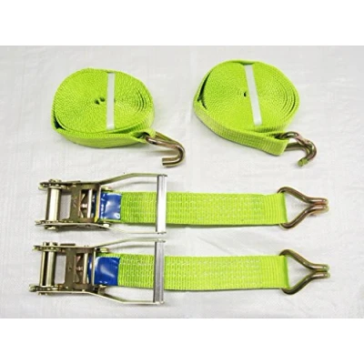 Image of Ratchet Straps 50MM 6M 5T X2 (Tie Down Heavy Duty Cargo Lashing Recovery Claw J Hook Hi Vis)