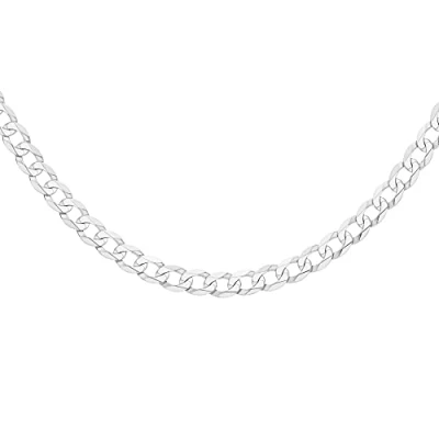 Image of Tuscany Silver Men&#039;s Sterling 5.1 mm Flat Curb Chain Necklace of Length 51 cm/20 Inch