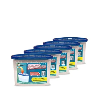 Image of 1ABOVE Dehumidifier 500ml Pack of 5 Condensation Remover Moisture Absorber, Dehumidifiers for Damp, Mould, in Home, Kitchen, Wardrobe, Bedroom, Caravan, Office, Garage, Basement