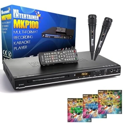 Image of Mr Entertainer MKP100 CDG DVD MP3G Karaoke Machine Player. HDMI/Record/Rip/USB (Wired Microphones + 600 Songs)