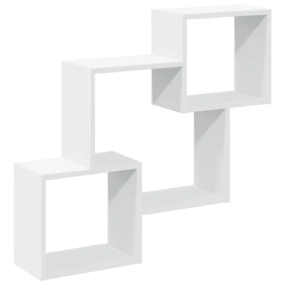 Image of vidaXL Wall Cabinet 78x18x71 cm White Engineered Wood Floating Storage for Bedroom, Living Room