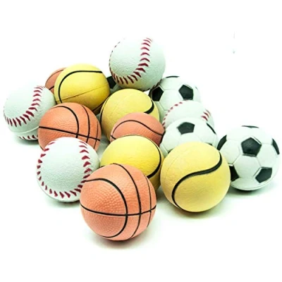 Image of 16 X 6cm Dog Balls Bright Rubber Sponge HIGH BOUNCE Floating Toys for Boredom Sports Tennis Basketball Football Rolling dogs (16 BALLS)