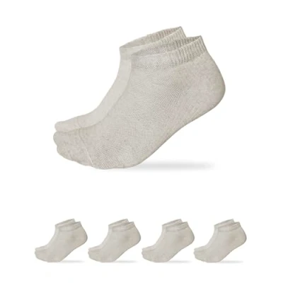 Image of vitsocks Men&#039;s LINEN COTTON Thin light Summer Trainer Socks (4 PAIRS) Breathable Fresh Feet, beige, 6 8