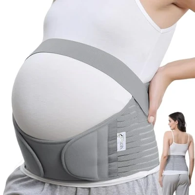 Image of Neotech Care Pregnancy Belly Band, Maternity Belt Support for Back, Abdomen &amp; Pelvis Must Have Pregnant Women (Size S, Grey Color)