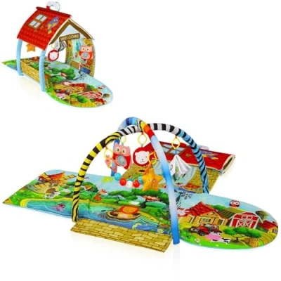 Image of Lionelo Agnes Plus 2in1 Playmat Baby Gym from Birth, Playhouse with Vibrant Colours, Educational Toys, Safe &amp; Washable, Stimulate Nurture Your Baby&#039;s Development, Infant Learning Fun, 142x142x45cm