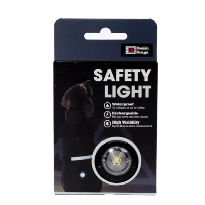 Image of Danish Design Dog Coat Safety Light White Clip On, Waterproof, Rechargeable LED for Coats &amp; Collars