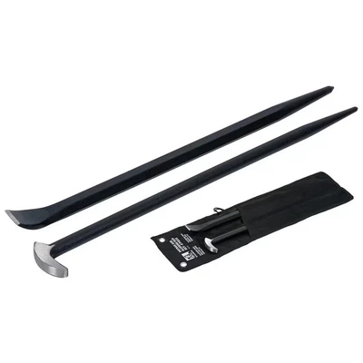 Image of Roughneck ROU64452 Prybar &amp; Aligning Bar Set (both 405mm/16in) With Heavy Canvas Tool Roll
