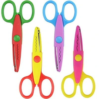 Image of Aoen 4 Pcs Kids Scissors, Safety Scissors Craft Colorful Children Serrated Creative Paper Edger for Crafts, Scrapbooking, DIY Photo &amp; Art Projects