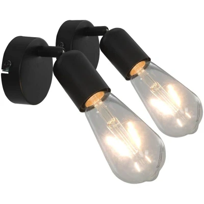 Image of vidaXL Spot Lights 2 pcs with Filament Bulbs W Black E27