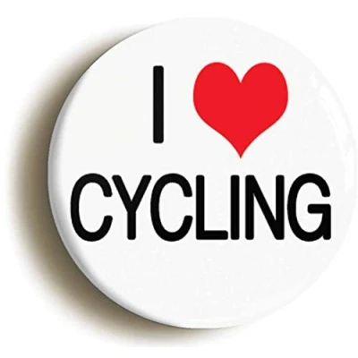 Image of Ozorath I HEART CYCLING BADGE BUTTON PIN (Size is 1inch/25mm diameter)