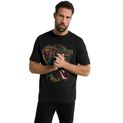 Image of JP 1880 Men&#039;s T Band Shirt Rolling Stones Half Sleeve Up to 8 XL, Black, XXXX Large