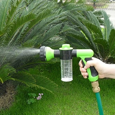 Image of Garden Hose Attachment Spray Gun Nozzle with Reservoir for Soap or Fertiliser