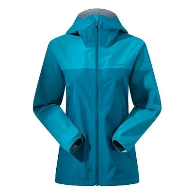 Image of Berghaus Women&#039;s Deluge Pro 3.0 Shell Rain Jacket Durable Breathable Coat, Deep Ocean/Jungle Jewel 3.0, 16