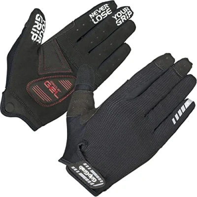 Image of GripGrab Unisex&#039;s SuperGel XC Padded Full Finger Mountain Bike Touchscreen Gloves Cushioned Off Road Summer Cycling MTB Marathon Long, Black, X Large