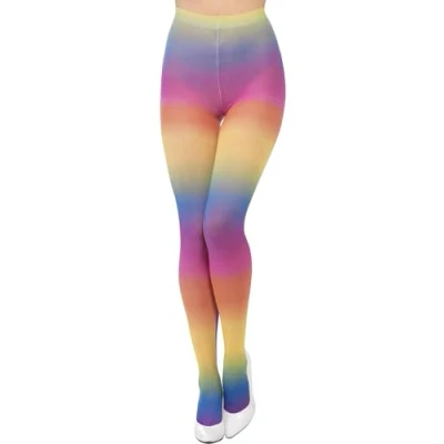 Image of Smiffys Opaque Tights, Rainbow , 1980&#039;s Fancy Dress, 1980s Dress Up Accessories
