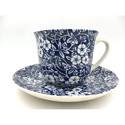 Image of Abbeydale Collection Gift Boxed Jumbo Cup and saucer in blue victorian calico chintz