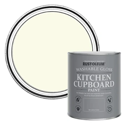 Image of Rust Oleum Beige Kitchen Cupboard Paint in Gloss Finish Shortbread 750ml