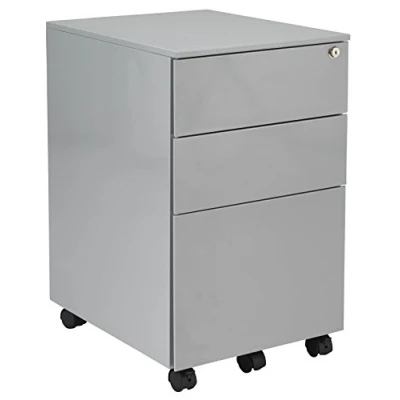 Image of Office Hippo 3 Drawer Under Desk Mobile Filing Pedestal Steel, Silver